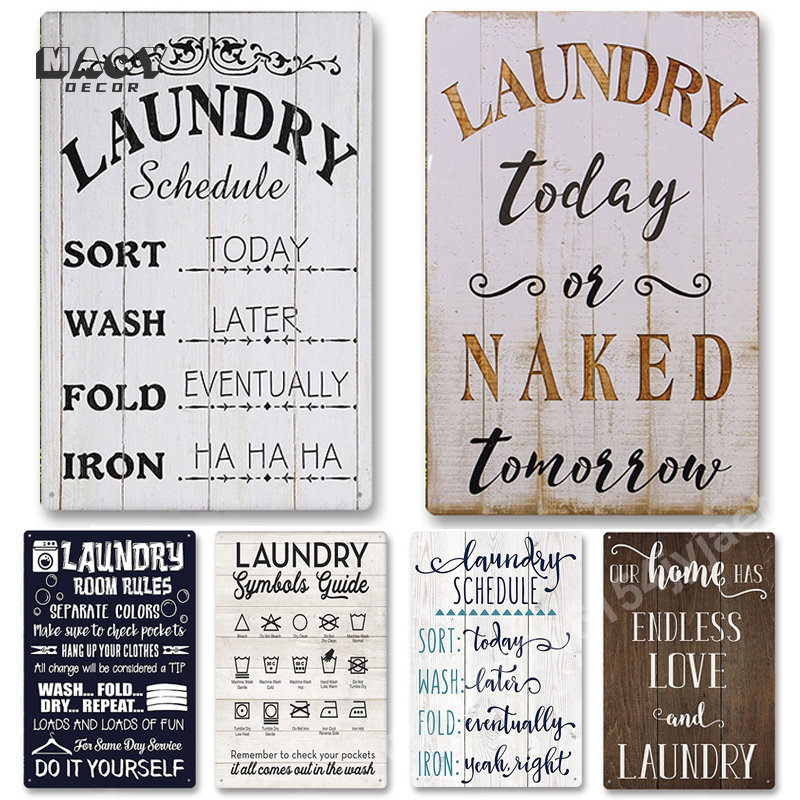 Vintage Fashion Wall Art - Slogan Metal Tin Sign Laundry Room