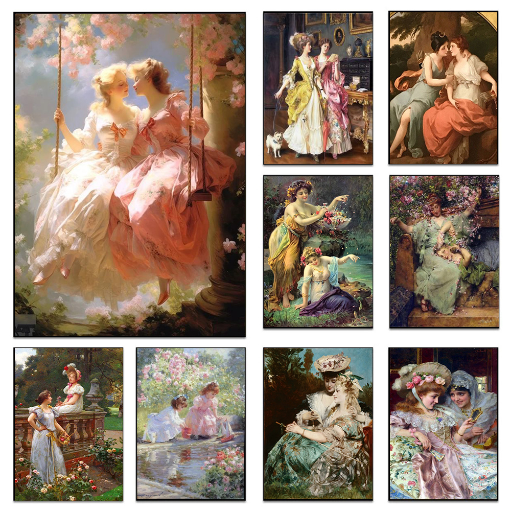 Vintage Fashion Wall Art - Renaissance Art Women Love Poster Prints