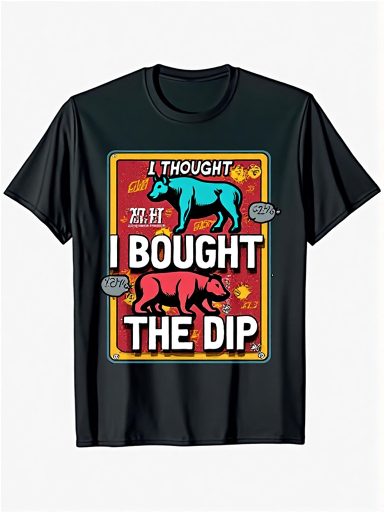 Vintage Fashion Market - Funny Men's Black Graphic T-Shirt Bull