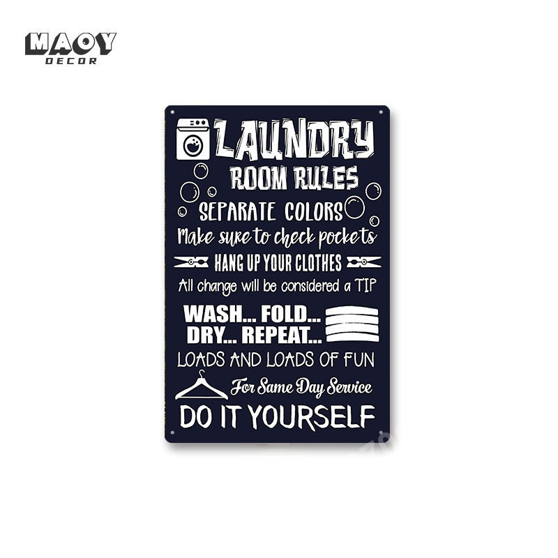 Slogan Metal Tin Sign Laundry  - Vintage Fashion Wall Art のレビューと価格