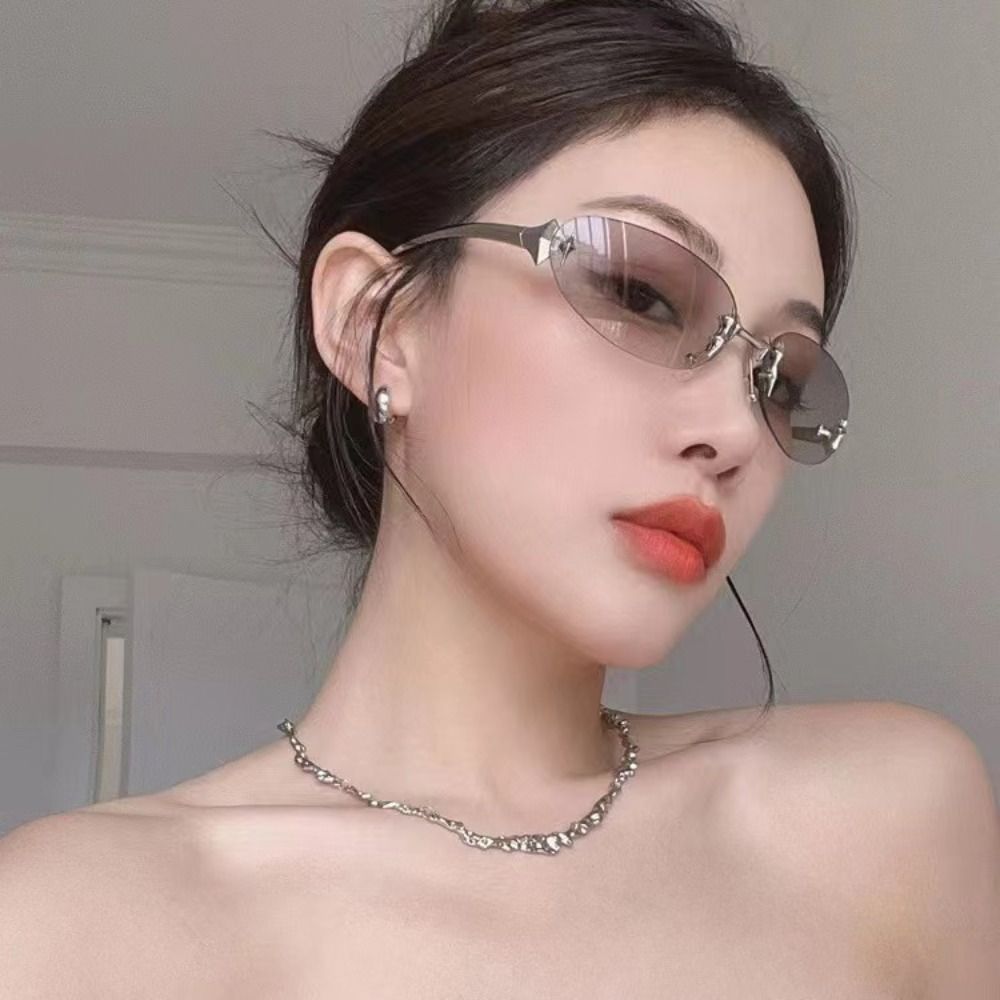 Y2K Style Frameless Sunglasses - Vintage Fashion Style Female のレビューと価格