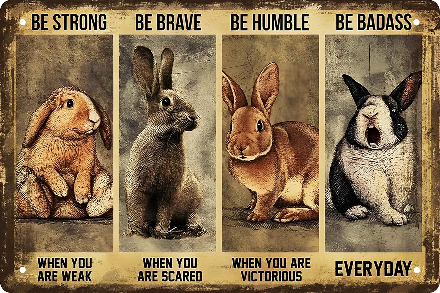 Funny Rabbit Retro Metal Tin P - Vintage Fashion Wall Art のレビューと価格