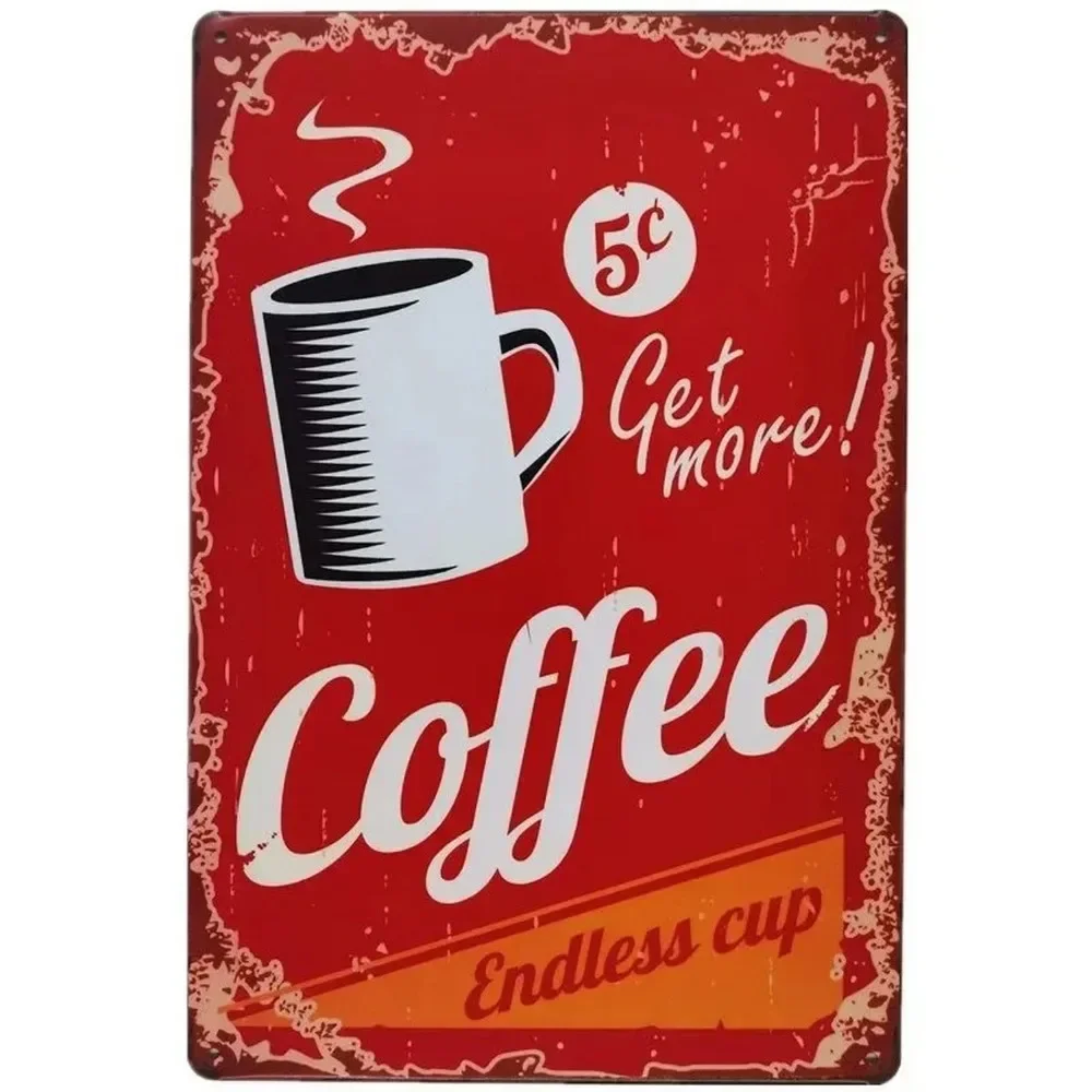 Plaque Metal Signs Drink Coffe - Vintage Fashion Wall Art のレビューと価格
