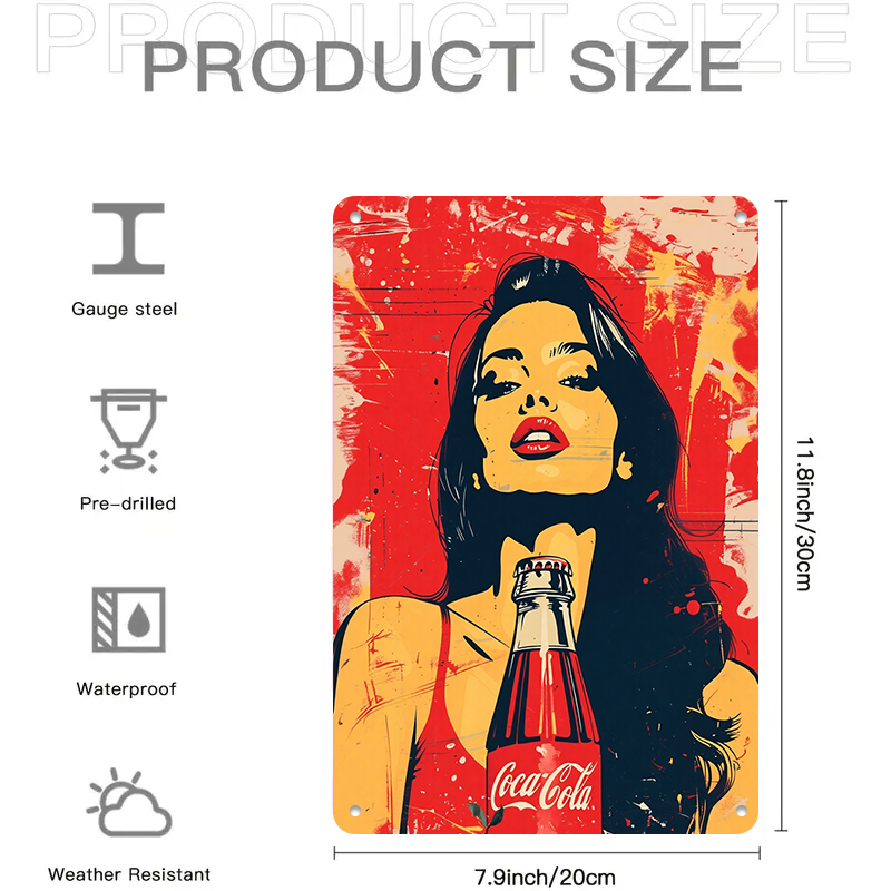 1PC 2D flat vintage Coca Cola  - Vintage Fashion Wall Art のレビューと価格