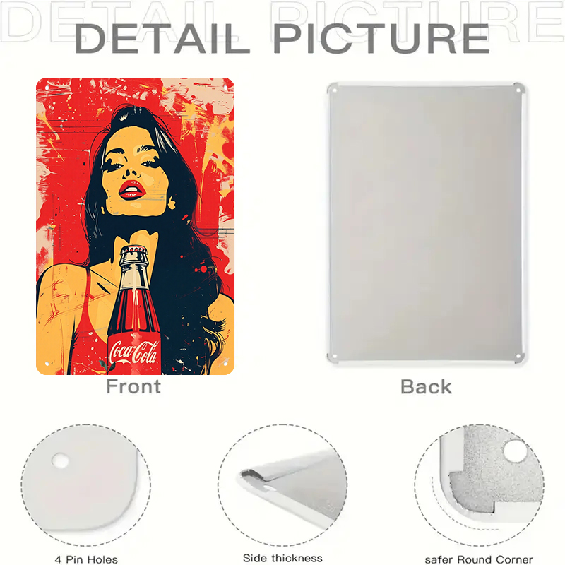1PC 2D flat vintage Coca Cola  - Vintage Fashion Wall Art のレビューと価格