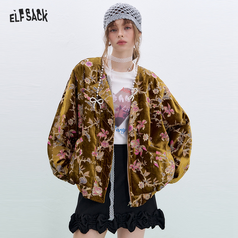ELFSACK Gold Velvet Jacket Wom - Velvet Blazer Vintage のレビューと価格