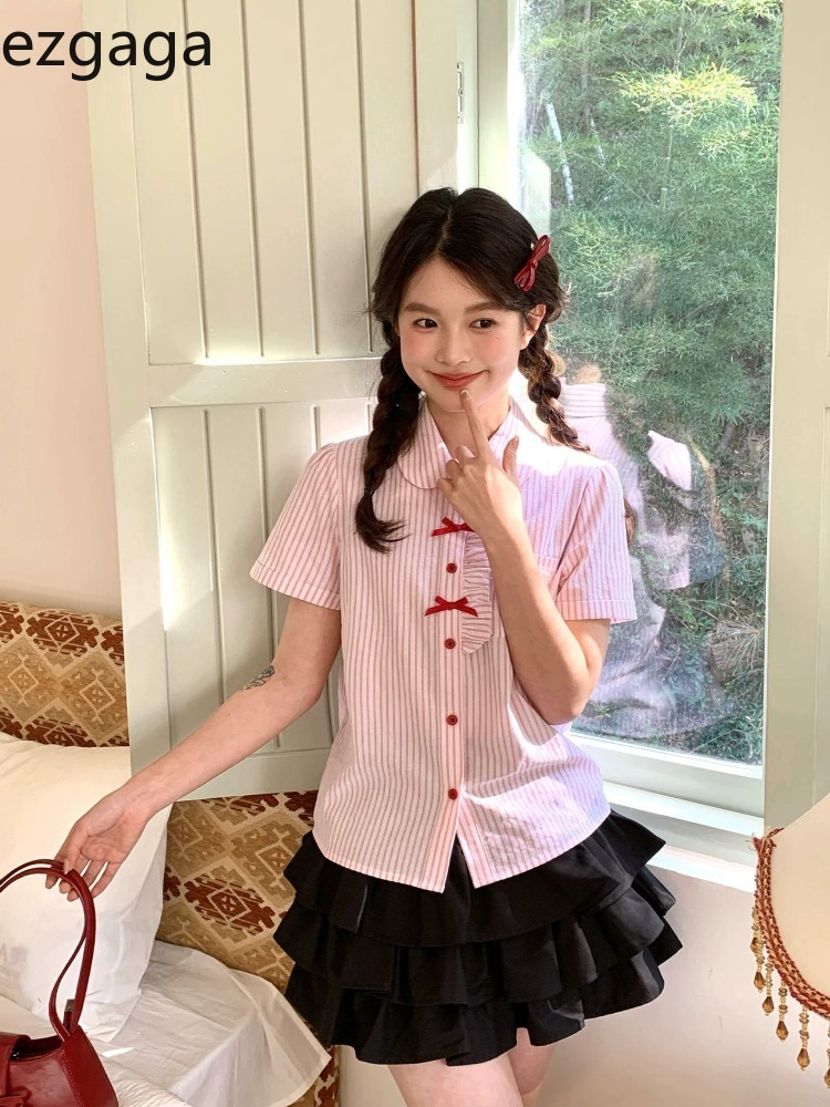 Ezgaga Shirts Women Striped Pe - Vintage Fashion Style Female のレビューと価格