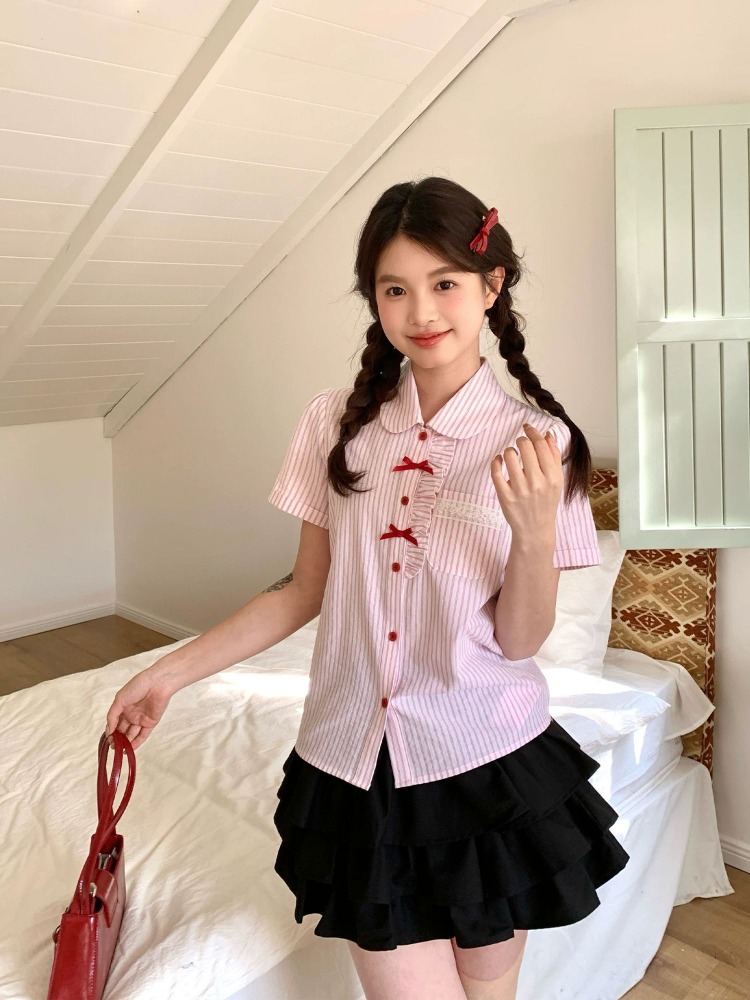 Ezgaga Shirts Women Striped Pe - Vintage Fashion Style Female のレビューと価格