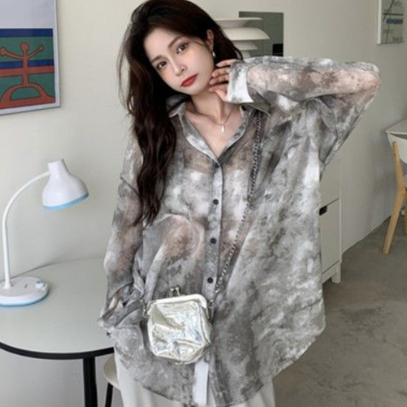 Tie Dye Shirts Women Loose Sun - Vintage Fashion Style Female のレビューと価格