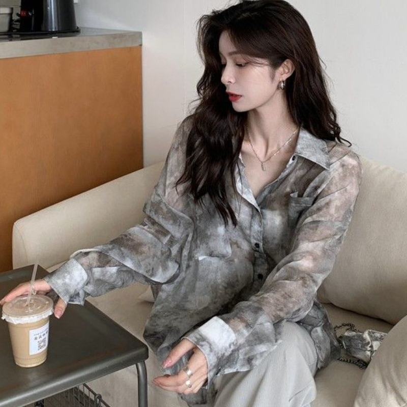 Tie Dye Shirts Women Loose Sun - Vintage Fashion Style Female のレビューと価格