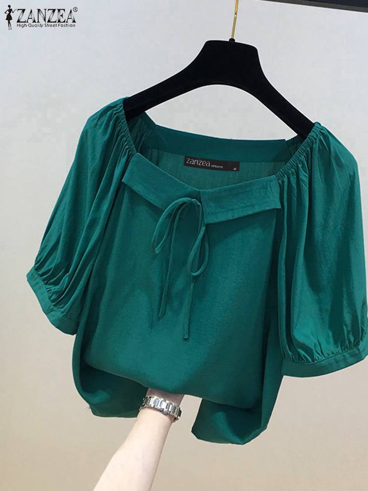 ZANZEA Korean Style Solid Blou - Vintage Fashion Style Female のレビューと価格
