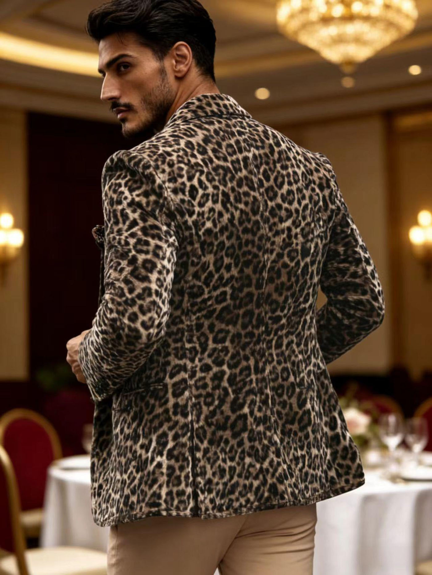 Men’s Leopard Print Velvet Bla - Velvet Blazer Vintage のレビューと価格