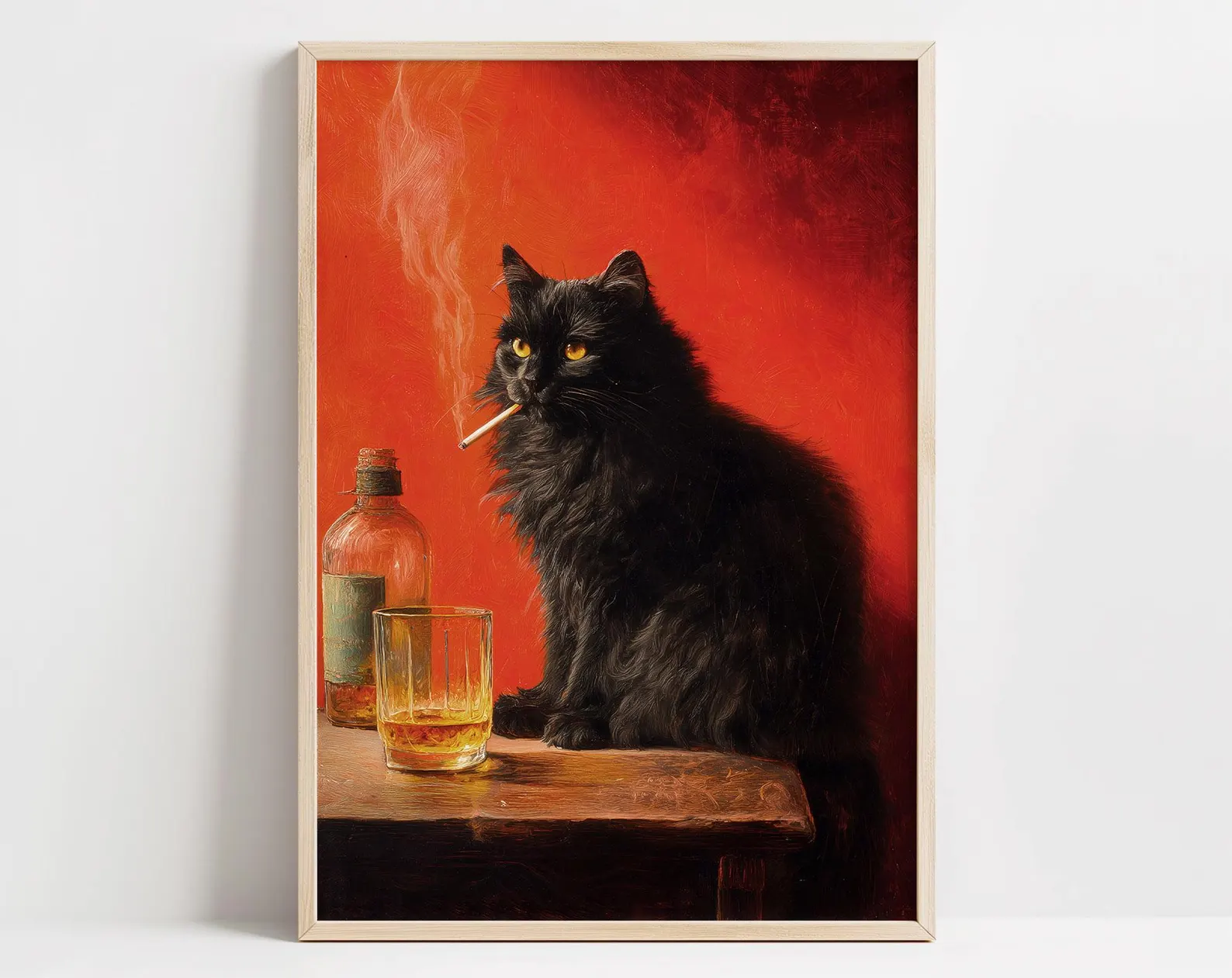 Black Cat Smoking a Cigarette  - Vintage Fashion Wall Art のレビューと価格