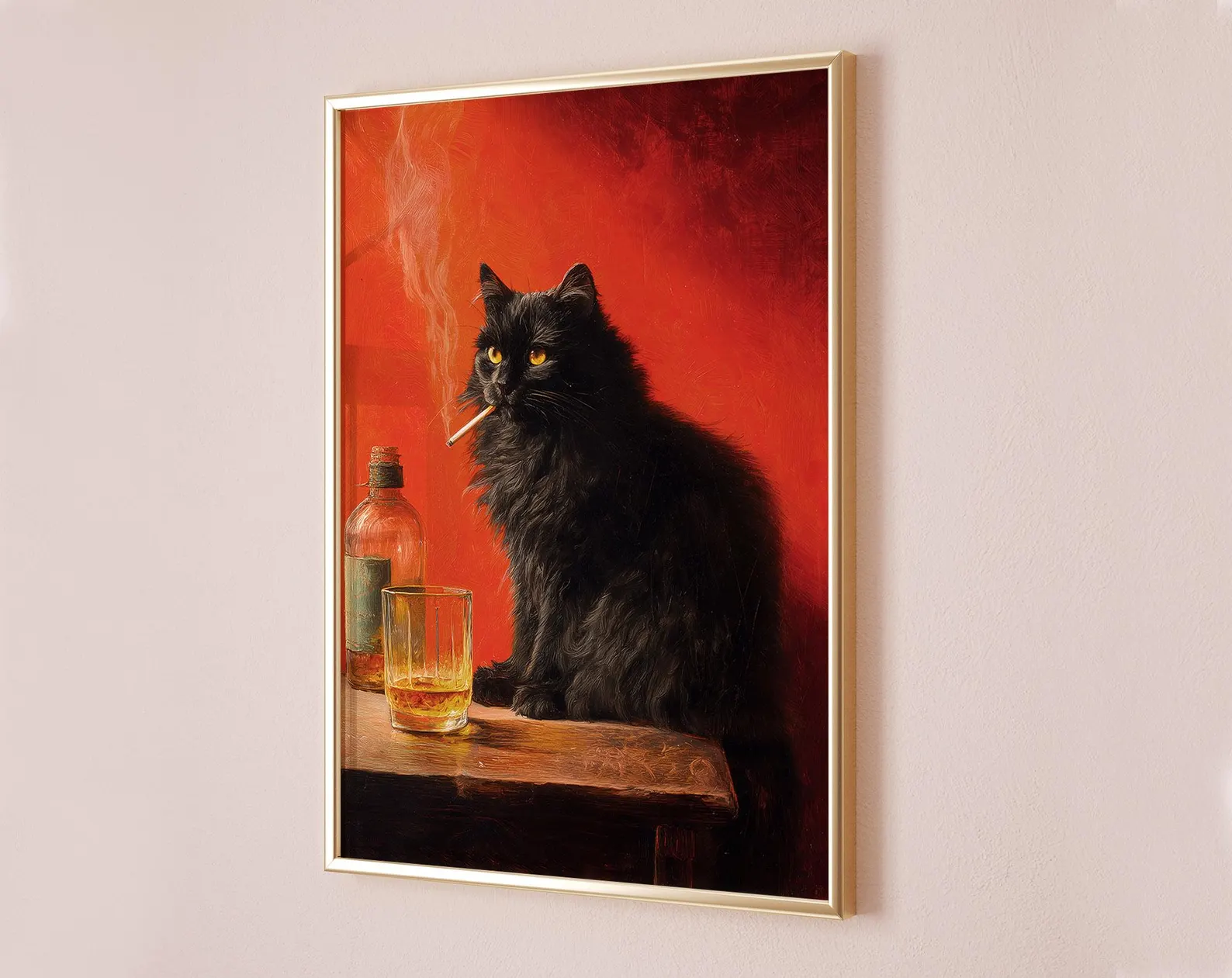Black Cat Smoking a Cigarette  - Vintage Fashion Wall Art のレビューと価格