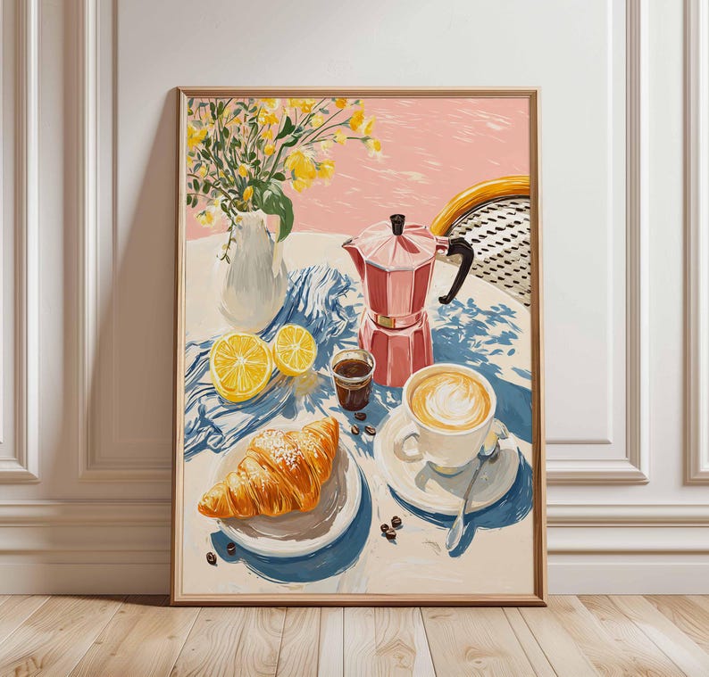 French Café Breakfast Canvas W - Vintage Fashion Wall Art のレビューと価格