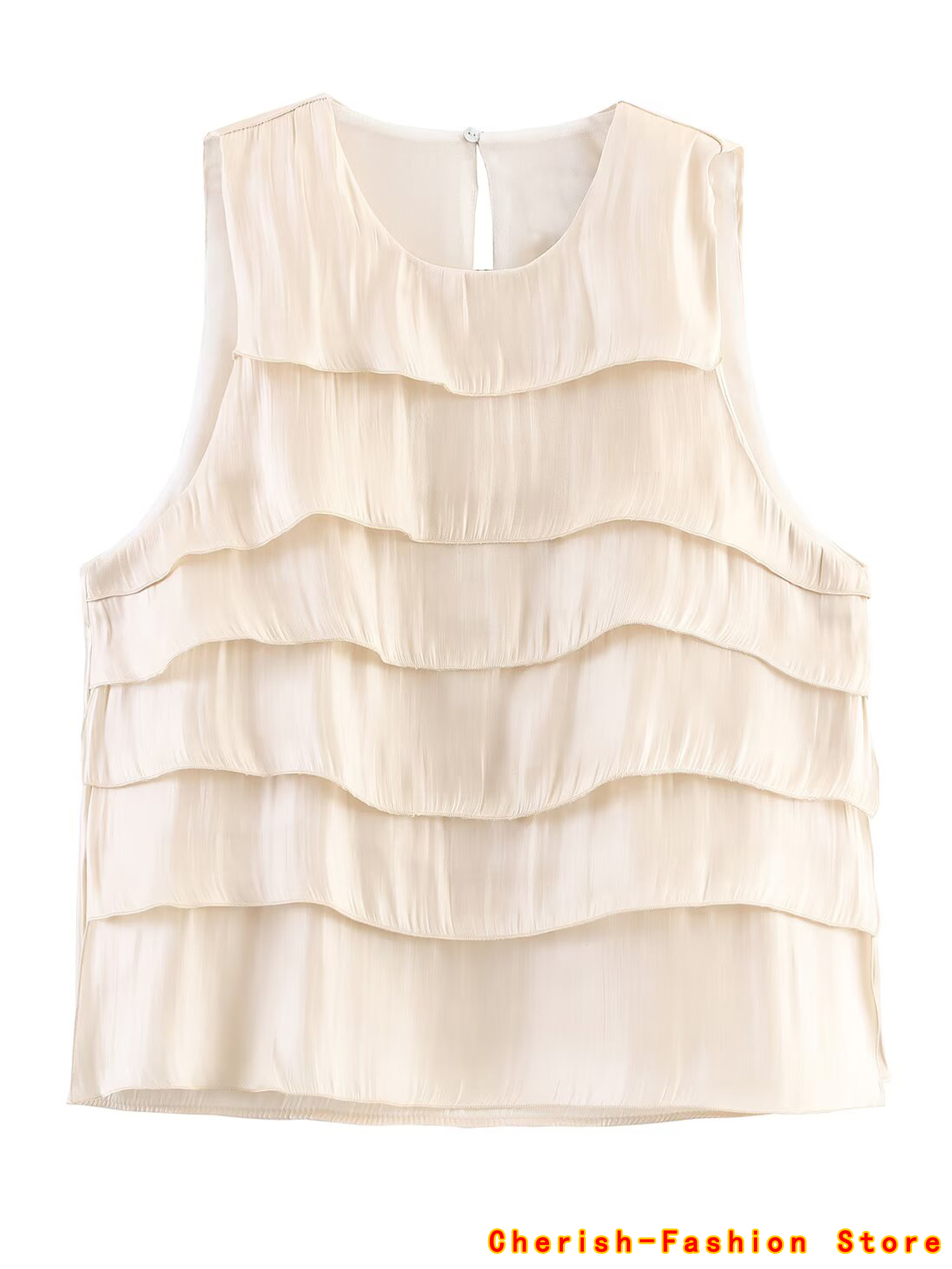 Women Fashion Beige Tierred Ru - Vintage Fashion Style Female のレビューと価格