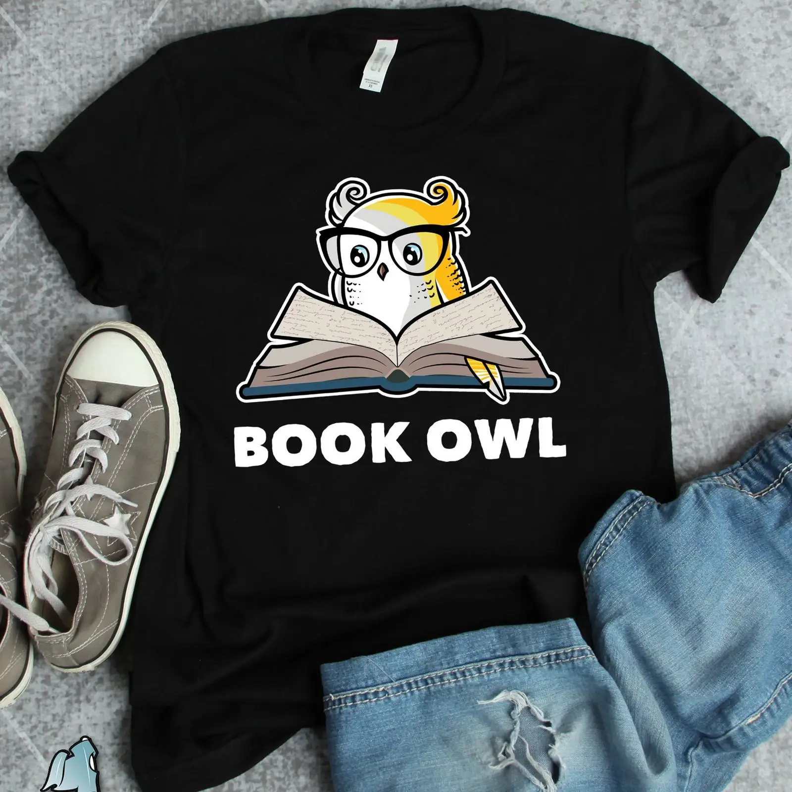 Book Owl Reader T Shirt Club L - Vintage Fashion Books のレビューと価格