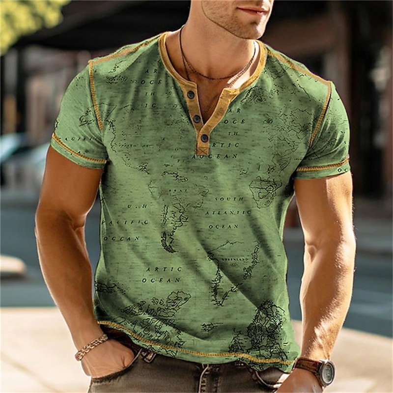 Men's Henry Shirts Funny 3D Pr - Vintage Fashion For Men のレビューと価格