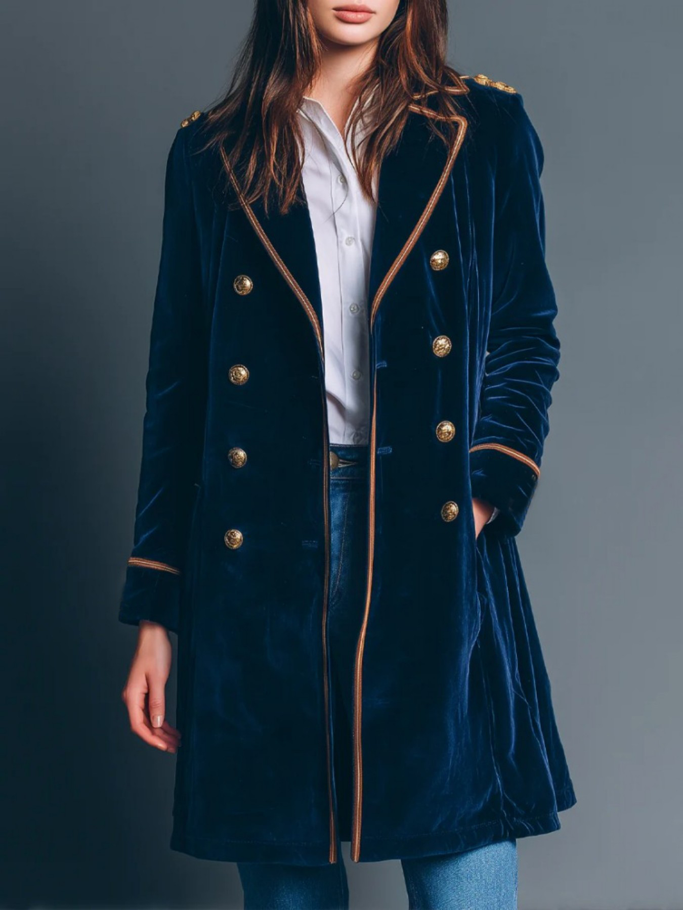 Vintage Navy Velvet Military S - Velvet Blazer Vintage のレビューと価格