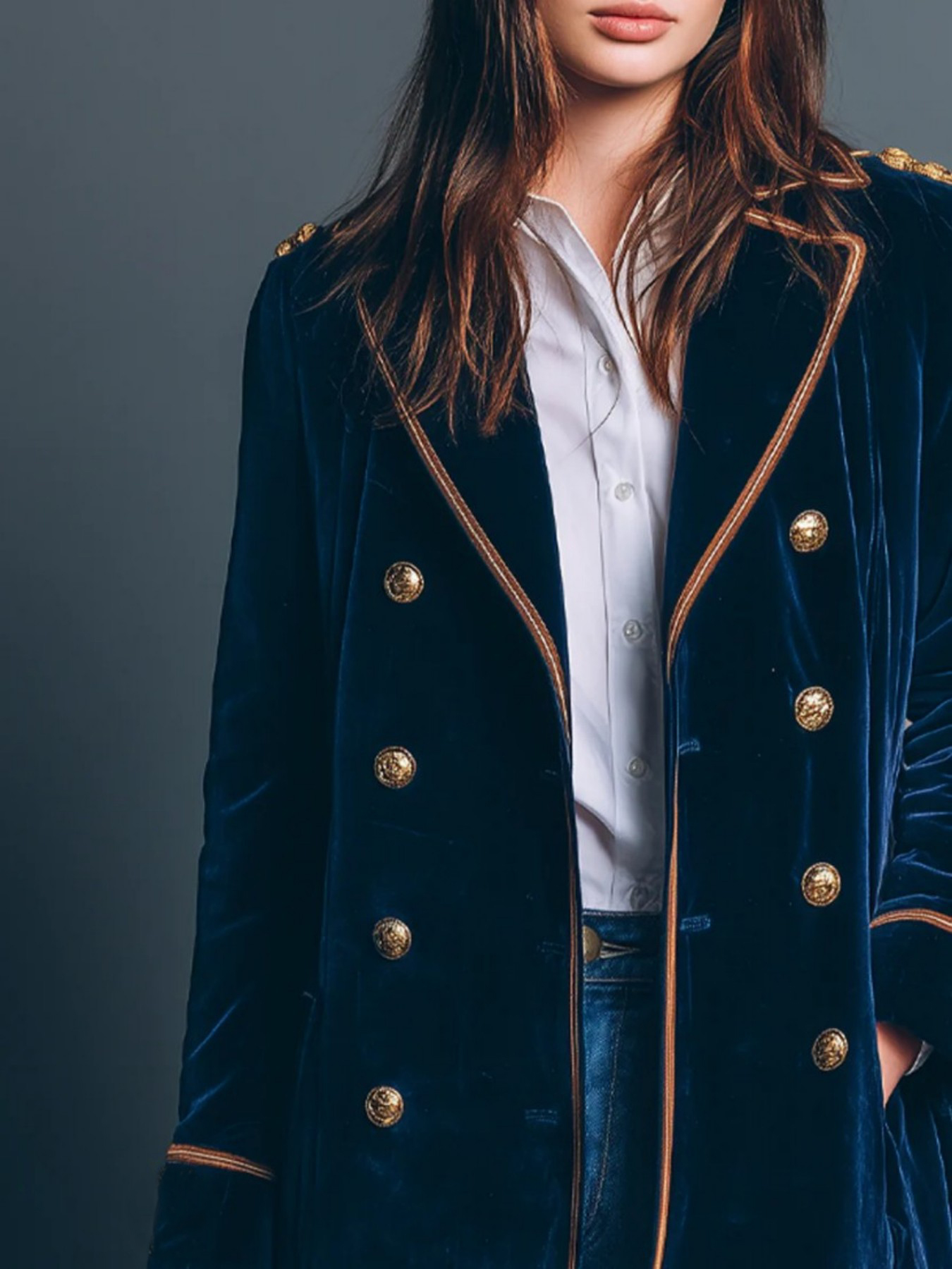 Vintage Navy Velvet Military S - Velvet Blazer Vintage のレビューと価格