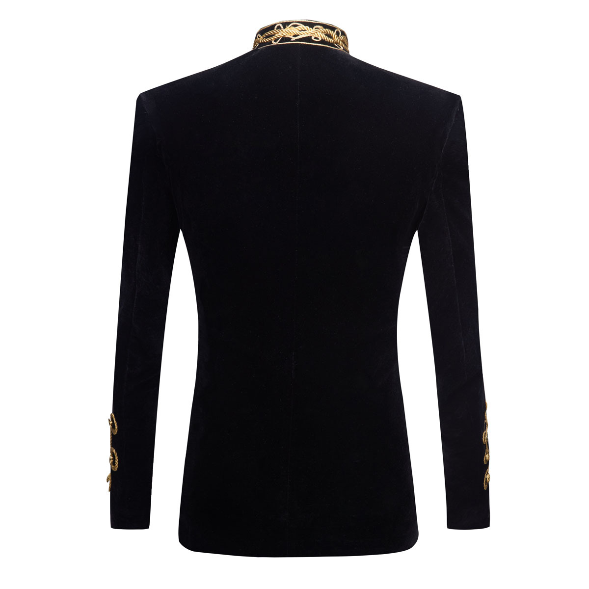 Men's Standing Collar Gold Bla - Velvet Blazer Vintage のレビューと価格