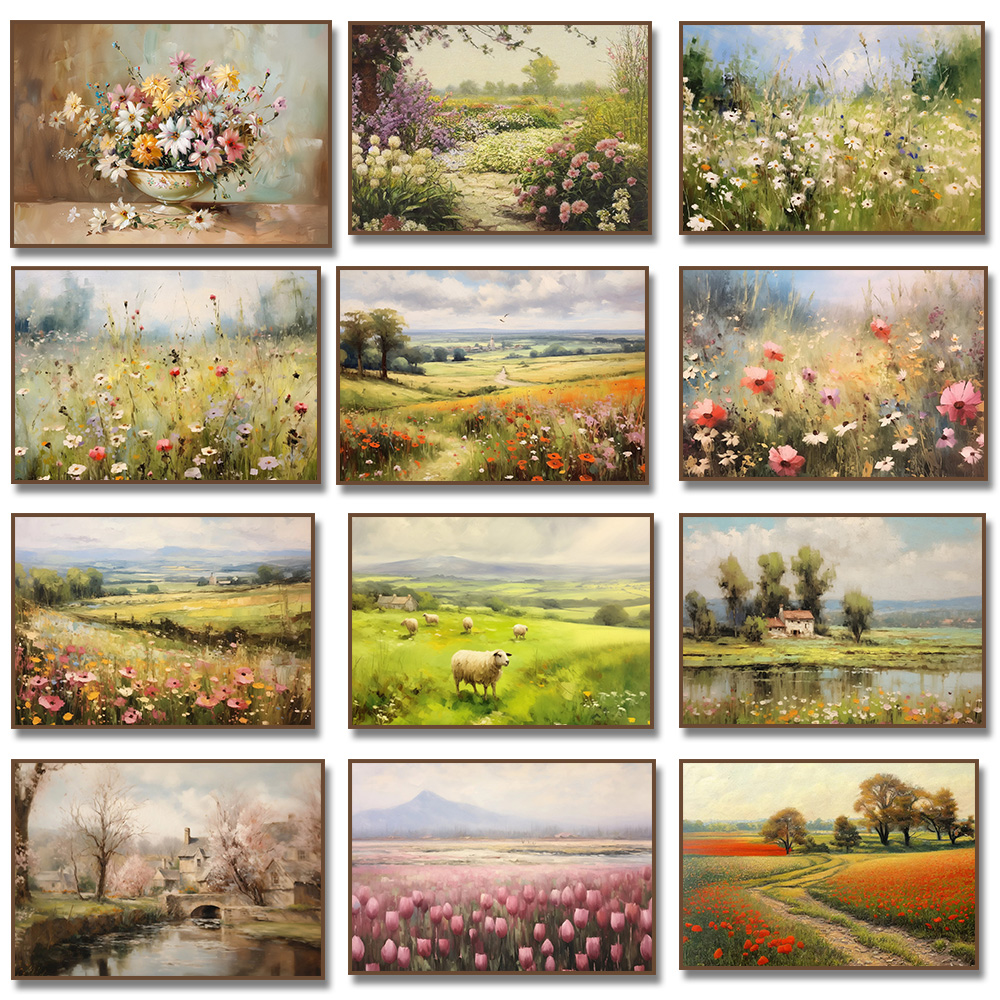 Wildflowers Countryside Lake S - Vintage Fashion Wall Art のレビューと価格